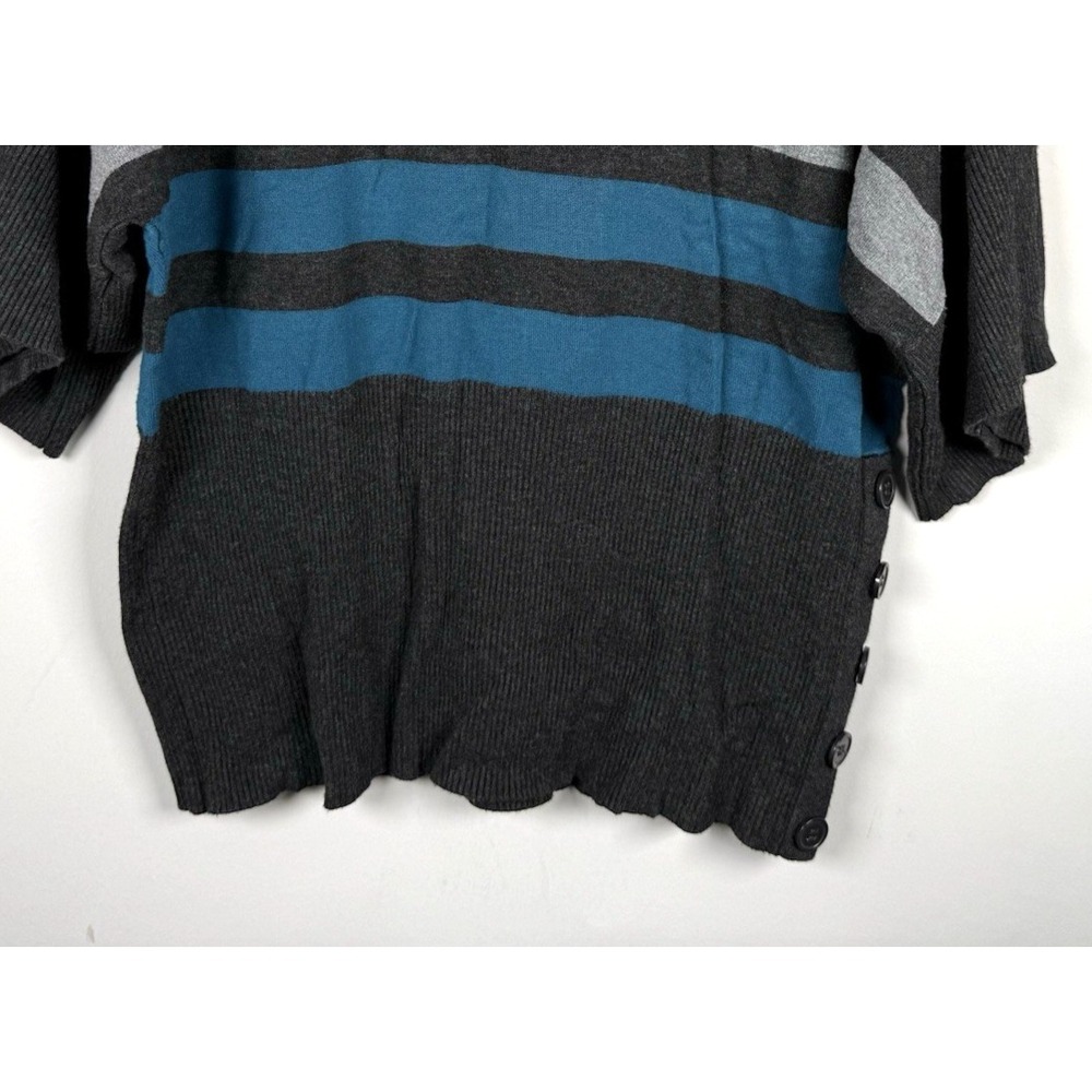Cable & Gauge Womens Gray Blue Stripe 3/4 Sleeve Dolman Side Button Top Womens L - Picture 4 of 12